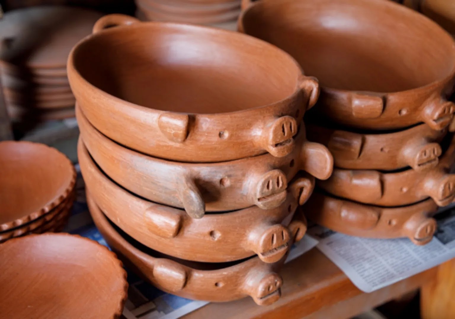 Ollas de greda y piezas tradicionales de Pomaire